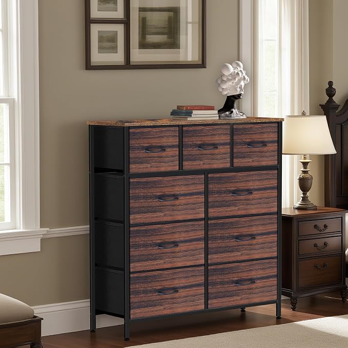 Dresser for Bedroom with 9 Drawers, Chest of Drawers, Storage Drawers Organizer - Image 2