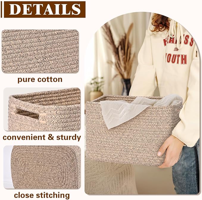 Storage Baskets for Organizing, 4 Pack Storage Baskets for Shelves, Woven - Image 5