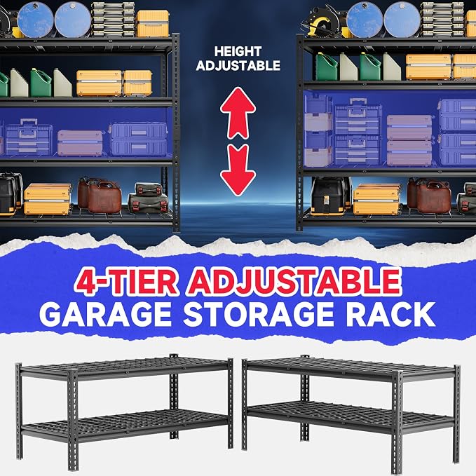 4-Tier 60" W X 24" D X 60" H Garage Shelves 2500LBS Heavy Duty Shelving - Image 5