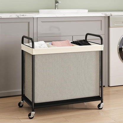ELYKEN Laundry Hamper 3 Section, 120L Rolling Laundry Sorter - Image 2