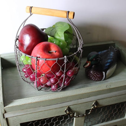 CVHOMEDECO. Round Chicken Wire Egg Basket Fruit Basket - Image 4