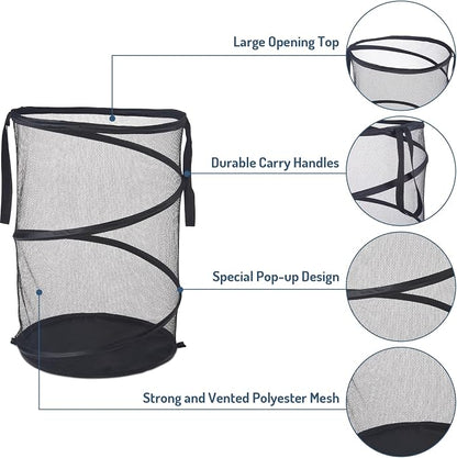 Mesh Popup Laundry Hamper 115L Foldable Laundry Basket Extra Large Capacity - Image 4