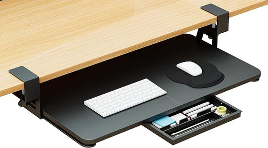 Desktop Keyboard Tray, Under Desk Pull Out, 26.77" X 11.81" Large Size Keyboard by CALASK