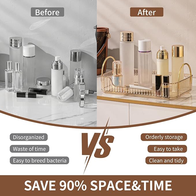YCIA&DONE Bathroom Organizer Countertop, Makeup Storage, Skincare Cosmetic Tray - Image 2