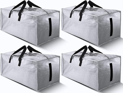 4 Pack Large Strong Bags with Zippers & Carrying Handles by HOMESURE