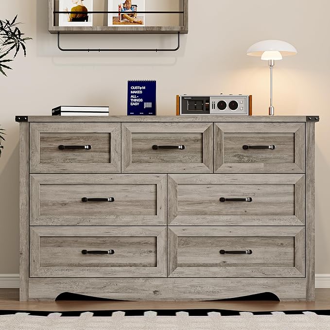 7-Drawer Dresser for Bedroom, Modern Wooden Chest of Drawers - Image 3