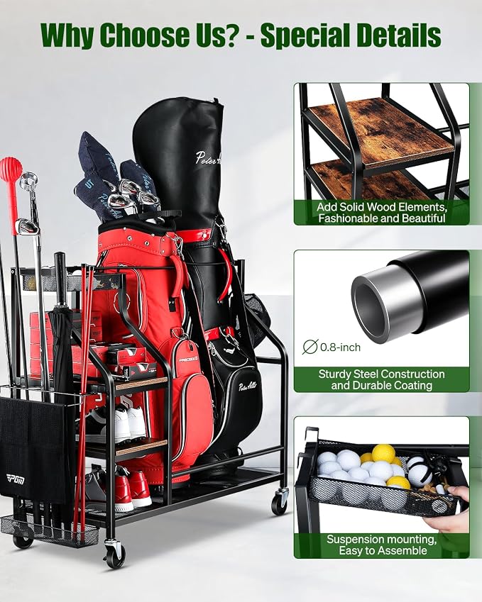 Golf Bags Storage Garage Organizer- Golf Bag Stand - Image 3