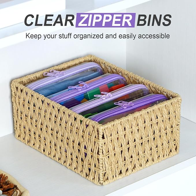 Hoolerry 4 Pcs Hard Clear Zipper Case Makeup Bags Plastic Pencil Pouch - Image 6