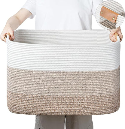 danpinera Rectangle Blanket Storage Basket, Large Blanket Basket Living Room by danpinera