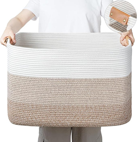 danpinera Rectangle Blanket Storage Basket, Large Blanket Basket Living Room by danpinera
