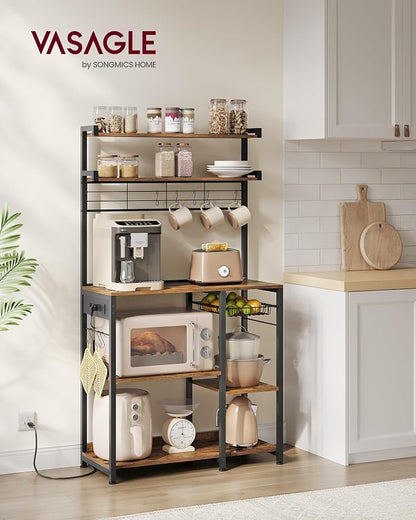 VASAGLE Bakers Rack with Power Outlet, 35.4 Inches Microwave Stand, Coffee Bar - Image 2