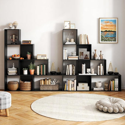 Tangkula 4-Tier Stepped Bookshelf, Freestanding 6 Cubes Ladder Bookcase - Image 5