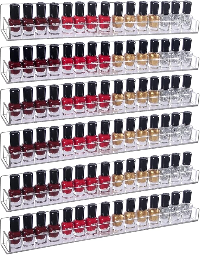 6Pcs/Set Acrylic Nail Polish Rack Wall Mounted, Lipstick Essential Oil Bottle by FocusOnJewelryDisplay