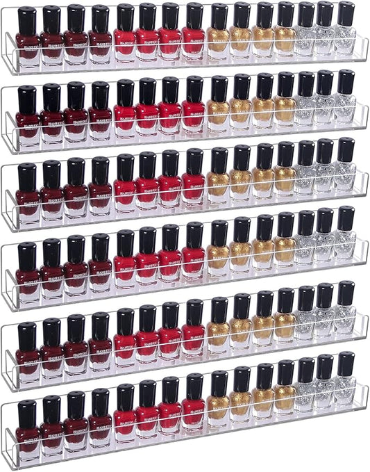 6Pcs/Set Acrylic Nail Polish Rack Wall Mounted, Lipstick Essential Oil Bottle by FocusOnJewelryDisplay