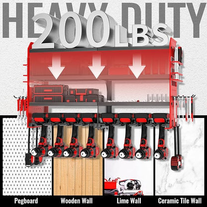 Metal Power Tool Organizer Rack Wall Mount, Garage Tool Drill Storage Shelves - Image 5