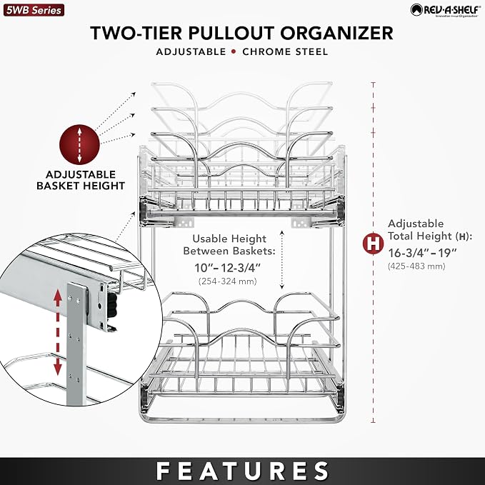 Rev-A-Shelf 2-Tier Kitchen Cabinet Pullout Shelf and Drawer Organizer Slide Out - Image 4