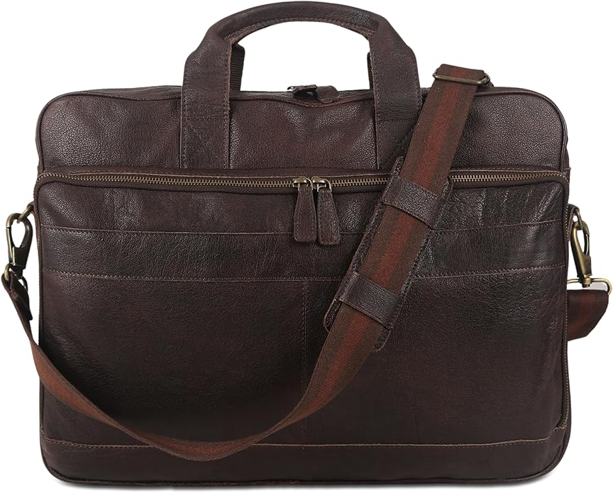 KomalC 16 Inch Leather briefcases Laptop Messenger Bags - Image 7