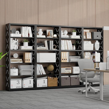 Industrial Bookshelf, 5 Tier Bookcase, Home Office Bookcase Shelf Storage - Image 8