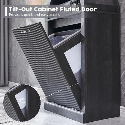 Arched Tilt-Out Trash Can Cabinet, Fluted 10 Gallon Trash Can - Image 5