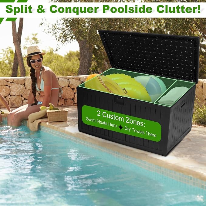 230 Gallon Outdoor Storage Box Waterproof, Extra Large Plastic Outside Deck Box - Image 6