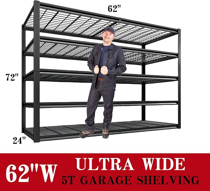 62" W x 24" D x 72" H Garage Shelving Heavy Duty Metal Shelving 3500LBS Storage - Image 3