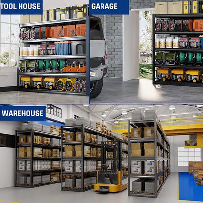 67" Wide 5-Tier Garage Shelving Unit, Heavy Duty Garage Storage Shelves - Image 6