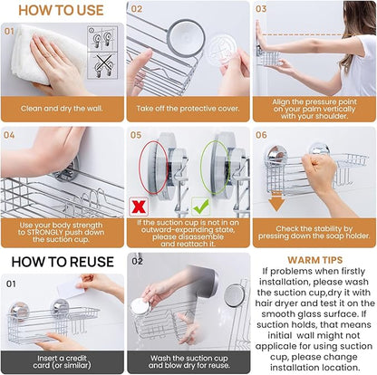 LEVERLOC Shower Caddy Suction Cup, Shelves - Image 5