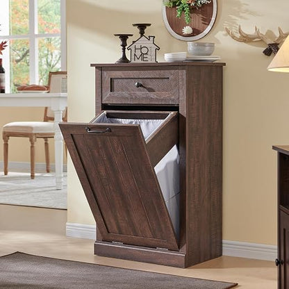 Tilt Out Trash Can Cabinet, 10 Gallon Farmhouse Laundry Hamper Cabinet by IFGETEnrichYourLivingSpace
