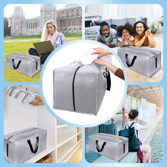 4 Pack Large Strong Bags with Zippers & Carrying Handles - Image 7