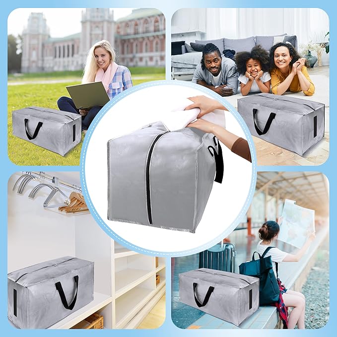 8 Pack Large Strong Bags with Zippers & Carrying Handles - Image 7