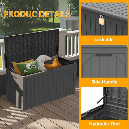 100 Gallon Resin Deck Box, Waterproof Outdoor Storage Box - Image 6