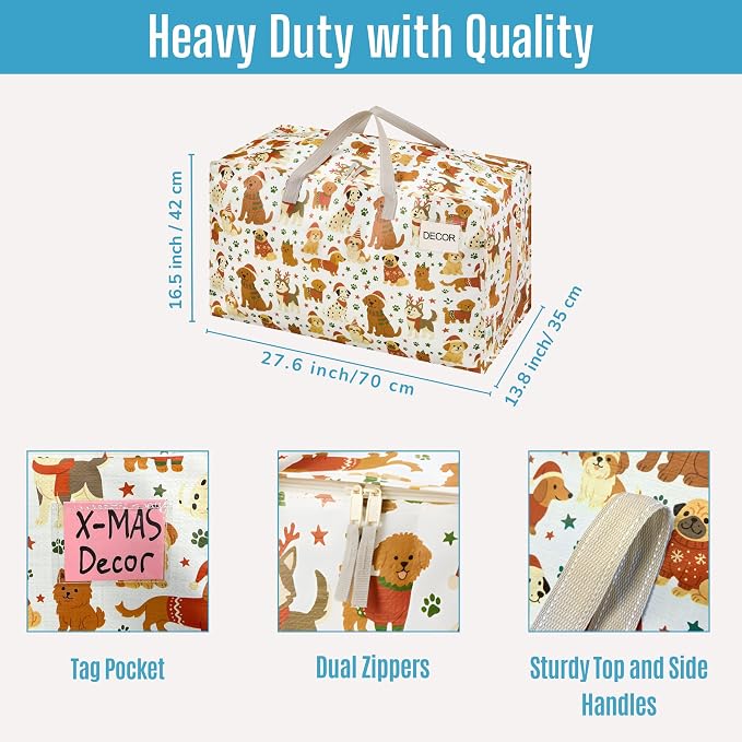 VENO 2 Pack Moving Bags and Large Christmas Decoration Storage Bins - Image 3