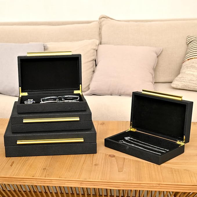 Faux Shagreen Leather Jewelry Boxes Set of 4 - Image 4