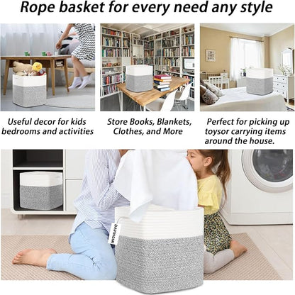Cube Storage Bins 11 Inch Cotton Rope Woven Storage Basket - Image 4