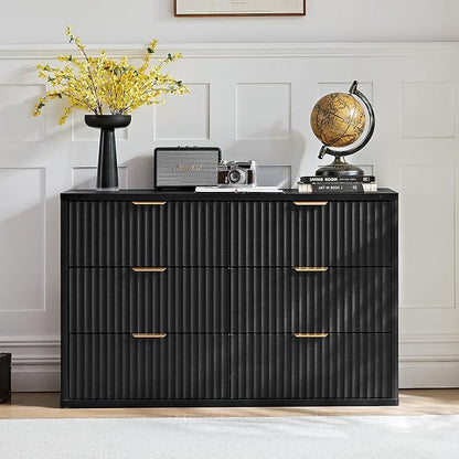 LEYAOYAO Fluted 6 Drawers Dresser Set of 2, Curved Profile Design, Dresser TV - Image 5
