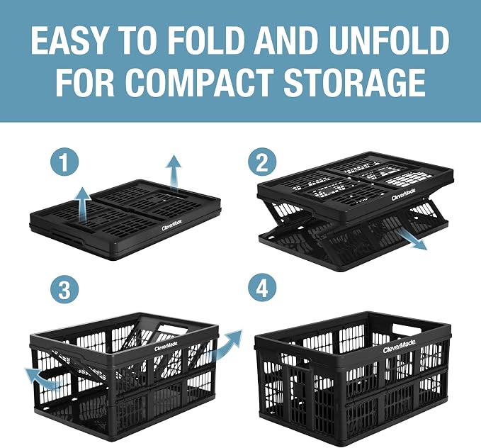 CleverMade Collapsible Utility Crates-Obsidian 1pck 45L / 11 Gal holds 66 lbs - Image 5