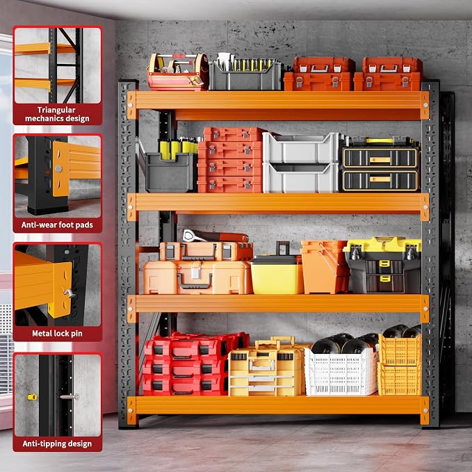 5000LBS Garage Shelving 59" W Garage Shelving Heavy Duty 4-Tier Metal Storage - Image 7