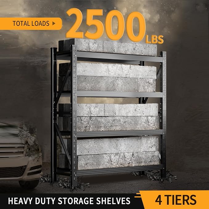 63" H Storage Garage Shelving Unit, 2500LBS Heavy Duty Metal Shelves - Image 5