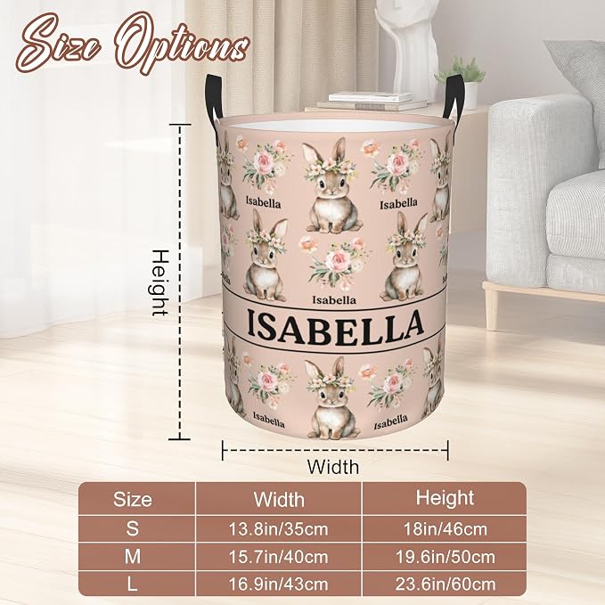 Custom Name Laundry Hamper, Personalized Rabbit Laundry Basket - Image 3