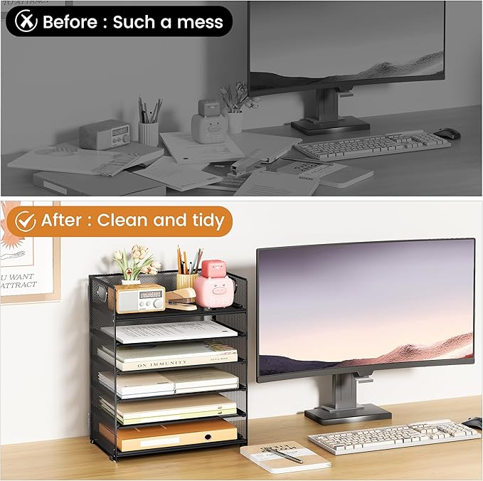 Subekyu 6 Tier Paper File Tray Organizer - Image 2