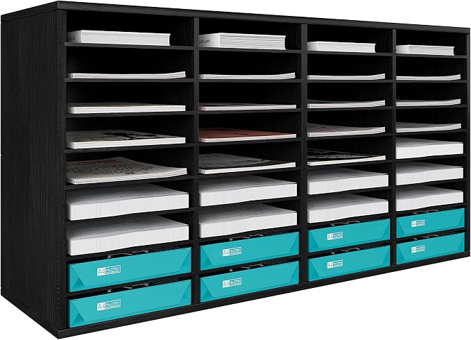 TQVAI Wood Literature Organizer, 36 Slots Classroom Mailbox by TQVAI