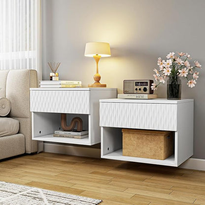 Floating Nightstand Set of 2, Modern Bedside Tables by Unknown