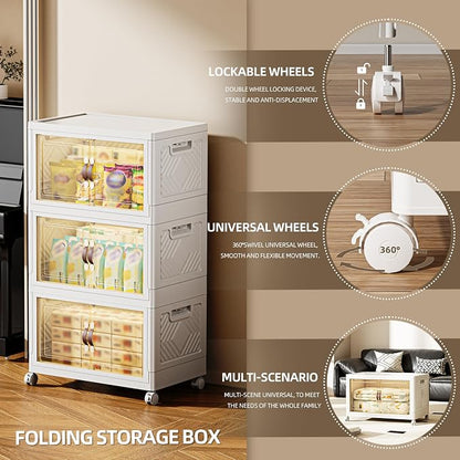 252 QT / 63 Gal Magnetic Door Storage Bins Collapsible Stackable w/1 Lid - Image 6