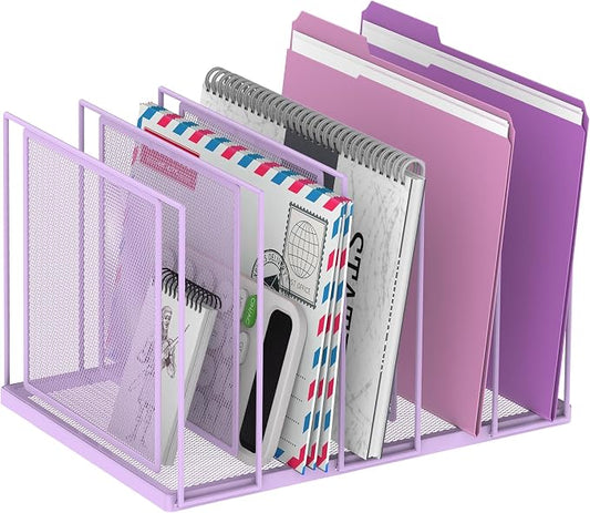 File Organizer for Desk, 5-Section Vertical File Sorter, Paper Holder Organizer by JMHUD
