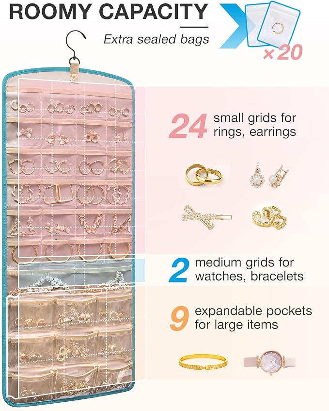 BAGSMART Hanging Jewelry Organizer, Necklace Holder Anti-tangle Earrings Rings - Image 3