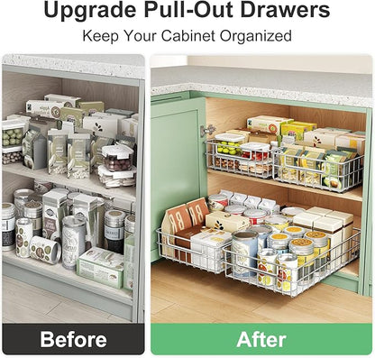Pull out Cabinet Organizer, Stainless Steel 4-Pack Slide out Drawer - Image 9