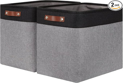 HNZIGE Fabric Storage Baskets Large Cloth Baskets Set of 2, Rectangular Shelf by HNZIGE