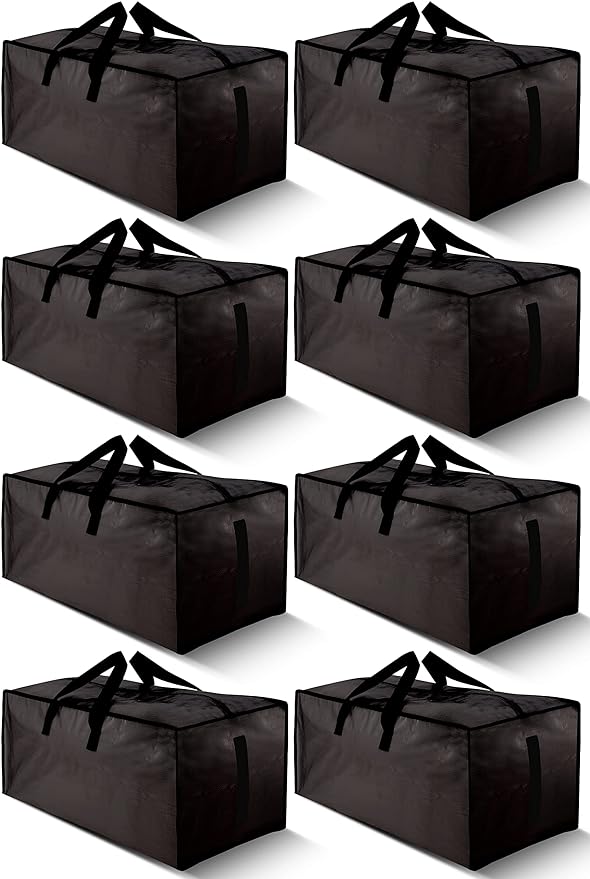 8 Pack Large Strong Bags with Zippers & Carrying Handles by HOMESURE
