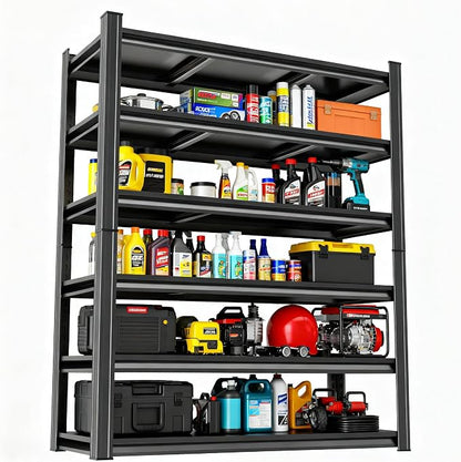 6-Tier Garage Shelves, Metal Shelving Unit, Adjustable Storage Shelves Heavy by Beaunatixx