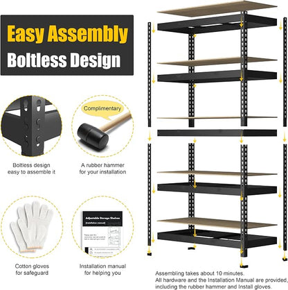 PrimeZone 3 Pack Storage Shelves 48" x 24" x 72", 5 Tier Adjustable Garage - Image 5